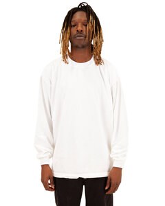 Shaka Wear SHGDLS - Men's Garment Dyed Long Sleeve T-Shirt White