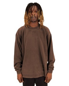 Shaka Wear SHGDLS - Men's Garment Dyed Long Sleeve T-Shirt Mocha