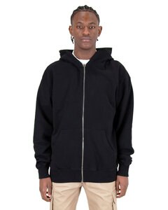Shaka Wear SHGDZ - Men's Garment Dye Double-Zip Hooded Sweatshirt Black