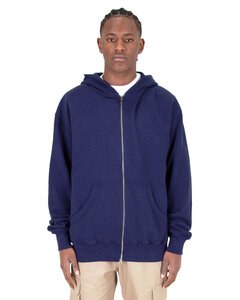 Shaka Wear SHGDZ - Men's Garment Dye Double-Zip Hooded Sweatshirt Navy