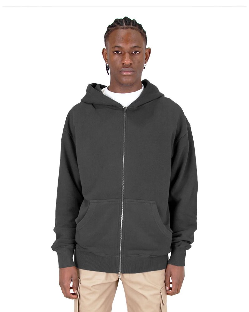 Shaka Wear SHGDZ - Men's Garment Dye Double-Zip Hooded Sweatshirt