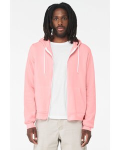 Bella+Canvas 3739 - Unisex Full-Zip Hooded Sweatshirt Pink