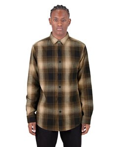 Shaka Wear SHHFS - Men's Plaid Flannel Overshirt Brown/Black
