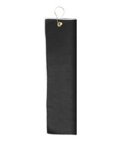 Pro Towels MW26TG - Microfiber Waffle Golf Towel with Tri-Fold Grommet Black