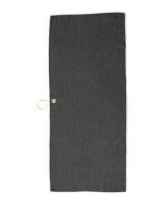 Pro Towels MW40CG - Large Microfiber Waffle Golf Towel Brass Grommet & Hook Black