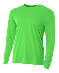 A4 NB3165 - Youth Long Sleeve Cooling Performance Crew Shirt Safety Green