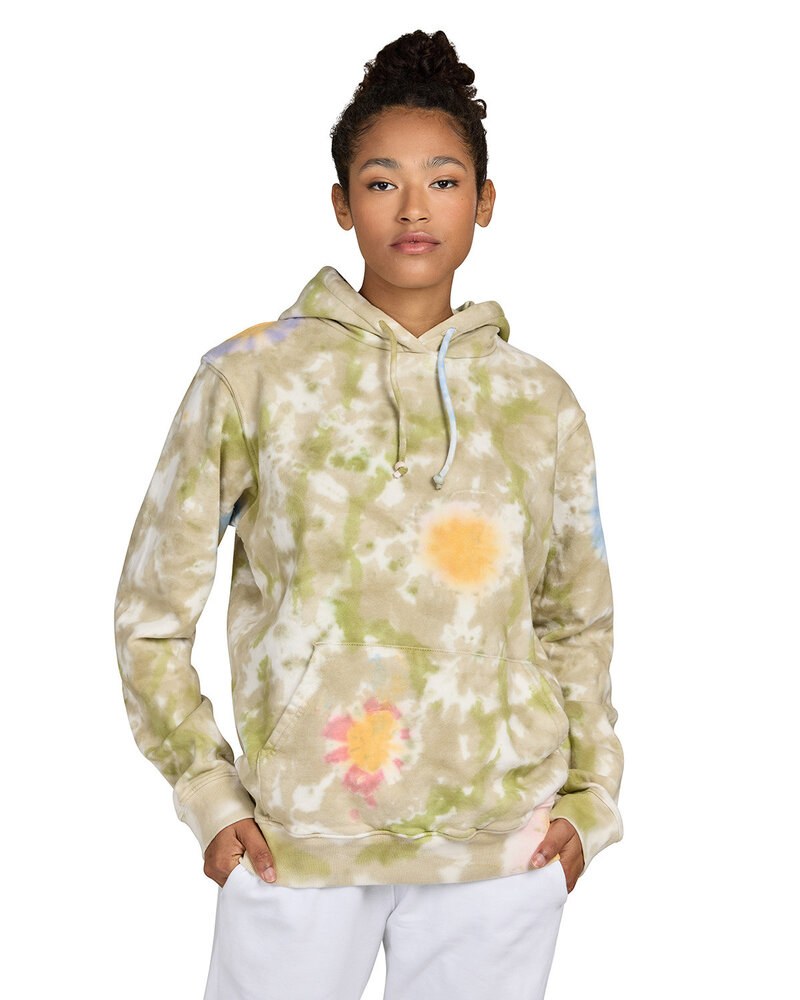 US Blanks 4412FL - Unisex Made in USA Flower Tie-Dye Hooded Sweatshirt