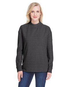 J. America JA8428 - Ladies Weekend French Terry Mock Neck Crew Charcoal