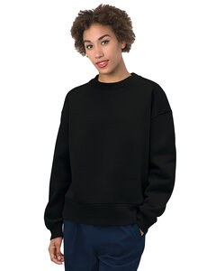 Bayside 7702BA - Ladies Crewneck Sweatshirt Black