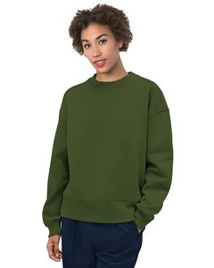 Bayside 7702BA - Ladies Crewneck Sweatshirt Olive
