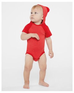 Rabbit Skins 4417 - Infant Character Hooded Bodysuit with Ears Vintage Red/Red