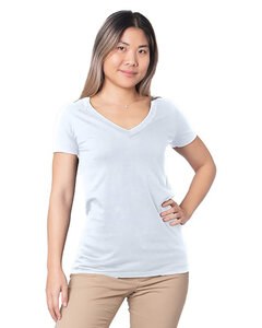 Bayside 5875 - Ladies Fine Jersey V-Neck T-Shirt White