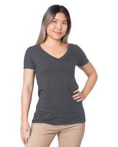 Bayside 5875 - Ladies Fine Jersey V-Neck T-Shirt Charcoal