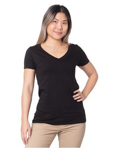 Bayside 5875 - Ladies Fine Jersey V-Neck T-Shirt Black