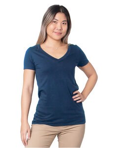 Bayside 5875 - Ladies Fine Jersey V-Neck T-Shirt Navy