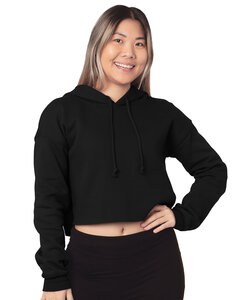 Bayside 7750 - Ladies Cropped Pullover Hooded Sweatshirt Black