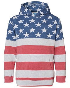 J. America 8880JA - Youth Triblend Pullover Hooded Sweatshirt Stars Stripe Trb