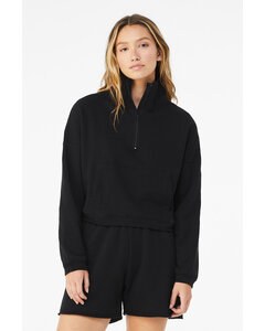 Bella+Canvas 3953 - Ladies Sponge Fleece Half-Zip Pullover Sweatshirt Black