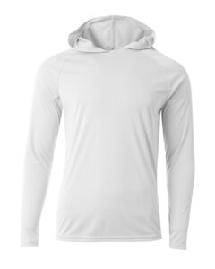 A4 NB3409 - Youth Long Sleeve Hooded T-Shirt White