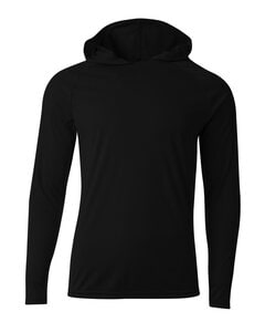 A4 NB3409 - Youth Long Sleeve Hooded T-Shirt Black