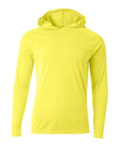A4 NB3409 - Youth Long Sleeve Hooded T-Shirt Safety Yellow