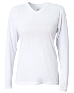 A4 NW3029 - Ladies Long-Sleeve Softek V-Neck T-Shirt White