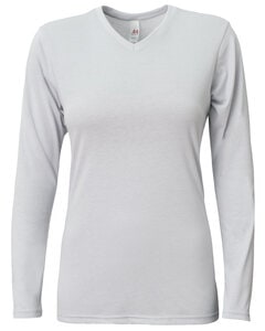 A4 NW3029 - Ladies Long-Sleeve Softek V-Neck T-Shirt Silver