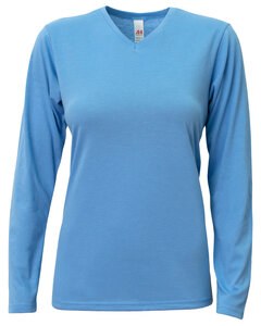 A4 NW3029 - Ladies Long-Sleeve Softek V-Neck T-Shirt Light Blue