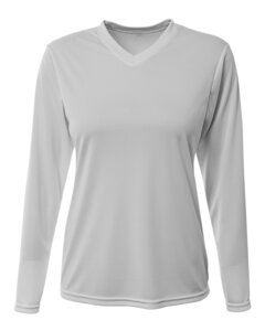 A4 NW3425 - Ladies Long-Sleeve Sprint V-Neck T-Shirt Silver