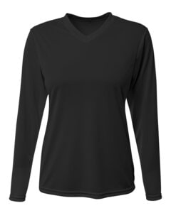 A4 NW3425 - Ladies Long-Sleeve Sprint V-Neck T-Shirt Black