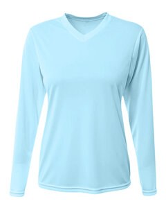 A4 NW3425 - Ladies Long-Sleeve Sprint V-Neck T-Shirt Pastel Blue