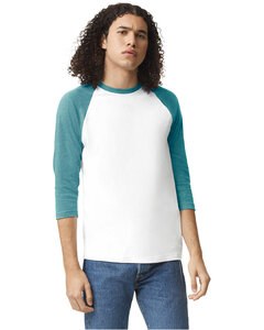 American Apparel 2003CVC - Unisex CVC Raglan T-Shirt White/Htr Artic