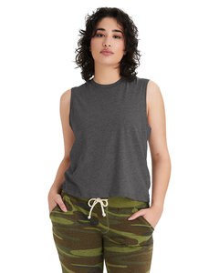 Alternative Apparel 1174CV - Ladies Go-To CVC Cropped Muscle T-Shirt Drk Heather Grey