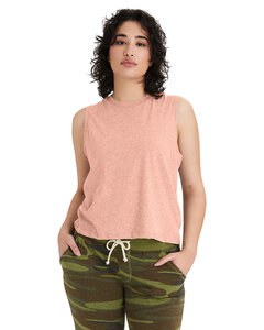 Alternative Apparel 1174CV - Ladies Go-To CVC Cropped Muscle T-Shirt Hth Sunset Coral