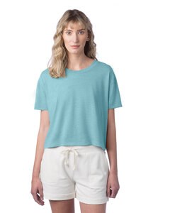 Alternative Apparel 5114CV - Ladies CVC Go-To Headliner Crop T-Shirt Heather Aqua