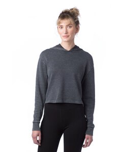 Alternative Apparel 8642NM - Ladies Cropped Pullover Hooded Sweatshirt Washed Black