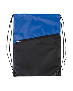 Prime Line BG209 - Two-Tone Poly Drawstring Backpack With Zipper Reflex Blue