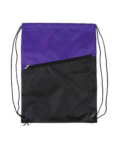 Prime Line BG209 - Two-Tone Poly Drawstring Backpack With Zipper Purple