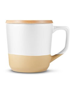 Prime Line CM116 - 16.5oz Boston Ceramic Mug With Wood Lid White