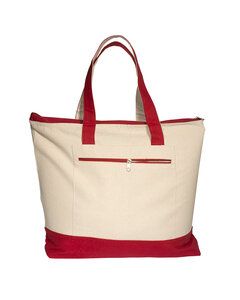 Prime Line LT-3083 - Zippered Cotton Boat Tote Red