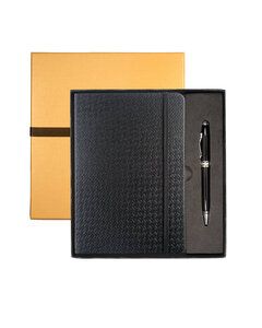 Leeman LG-9264 - Tuscany Textured Journal And Executive Stylus Pen Set Black