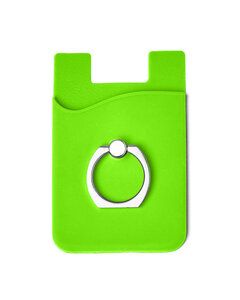 Prime Line PL-1370 - Silicone Card Holder with Metal Ring Phone Stand Lime Green