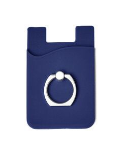Prime Line PL-1370 - Silicone Card Holder with Metal Ring Phone Stand Navy Blue