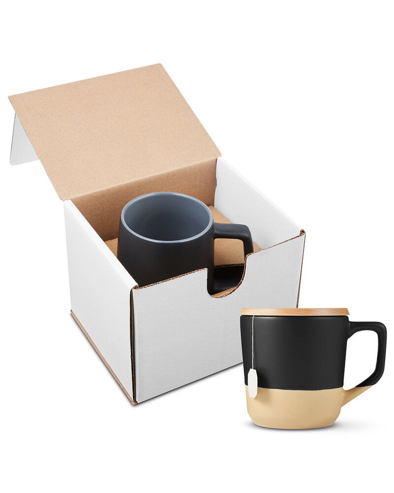 Prime Line GCM116 - 16.5oz Boston Ceramic Mug With Wood Lid In Mailer