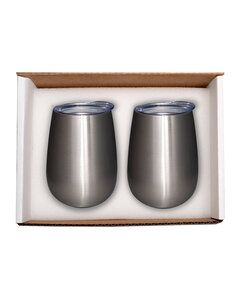 Prime Line PL-8239 - Duo Vacuum Stemless Wine Tumbler Gift Set Silver