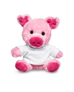 Prime Line TY6031 - 7" Plush Pig With T-Shirt White