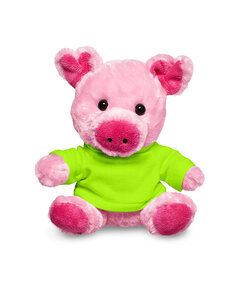 Prime Line TY6031 - 7" Plush Pig With T-Shirt Lime Green