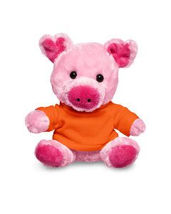 Prime Line TY6031 - 7" Plush Pig With T-Shirt Orange