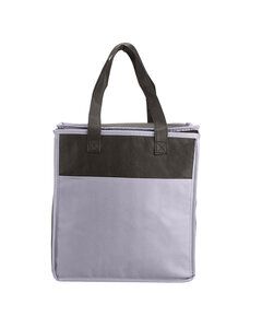 Prime Line BG127 - Two-Tone Flat Top Insulated Non-Woven Grocery Tote Gray