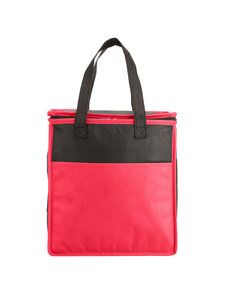 Prime Line BG127 - Two-Tone Flat Top Insulated Non-Woven Grocery Tote Red